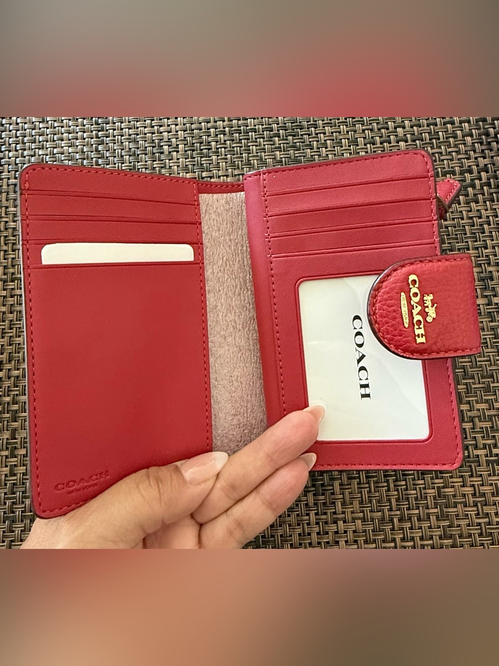 COACH Red Pebbled Leather Snap Wallet - Picture 4 of 4